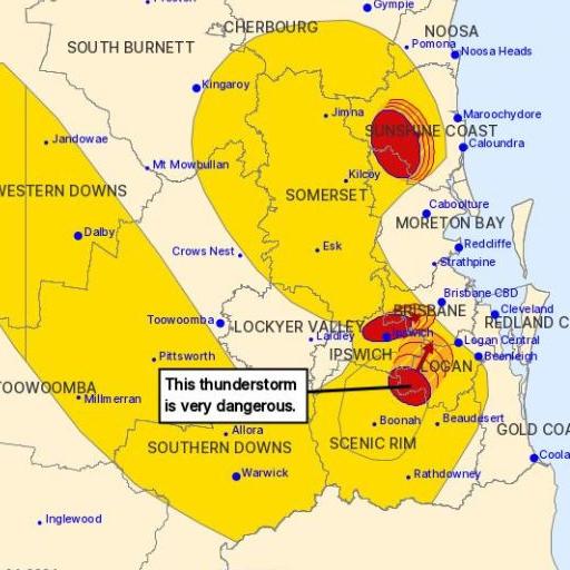 One of the dangerous storms headed for Brisbane City