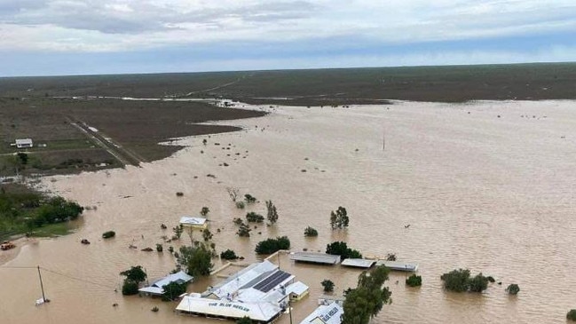 Flooding at the Blue Heeler Hotel at Kyuna, in northwest Queensland. Picture: Jo-Anne Foster