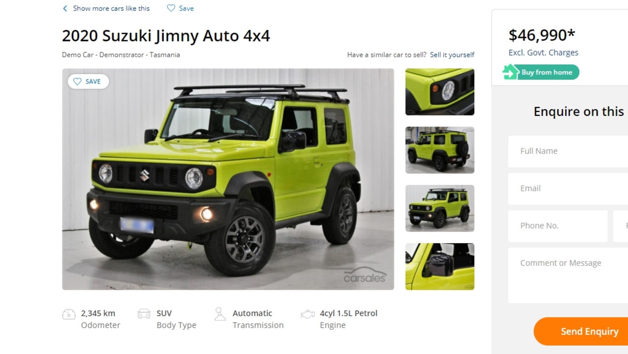 Second-hand Suzuki Jimnys are being advertised for close to $50,000 despite being listed for about $30,000 new.