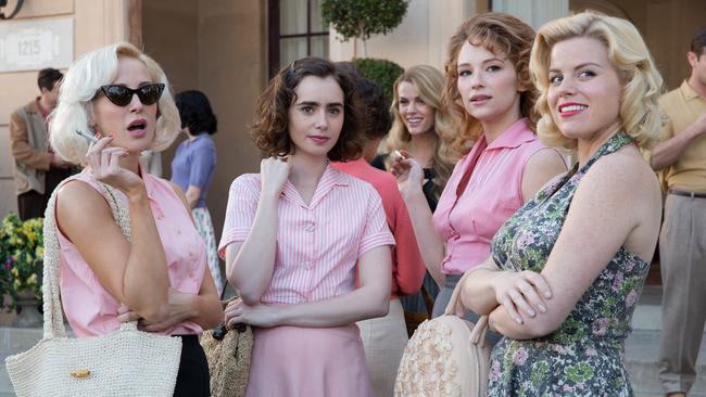 Lily Collins (second from left) stars in Warren Beatty's romantic drama Rules Don't Apply.