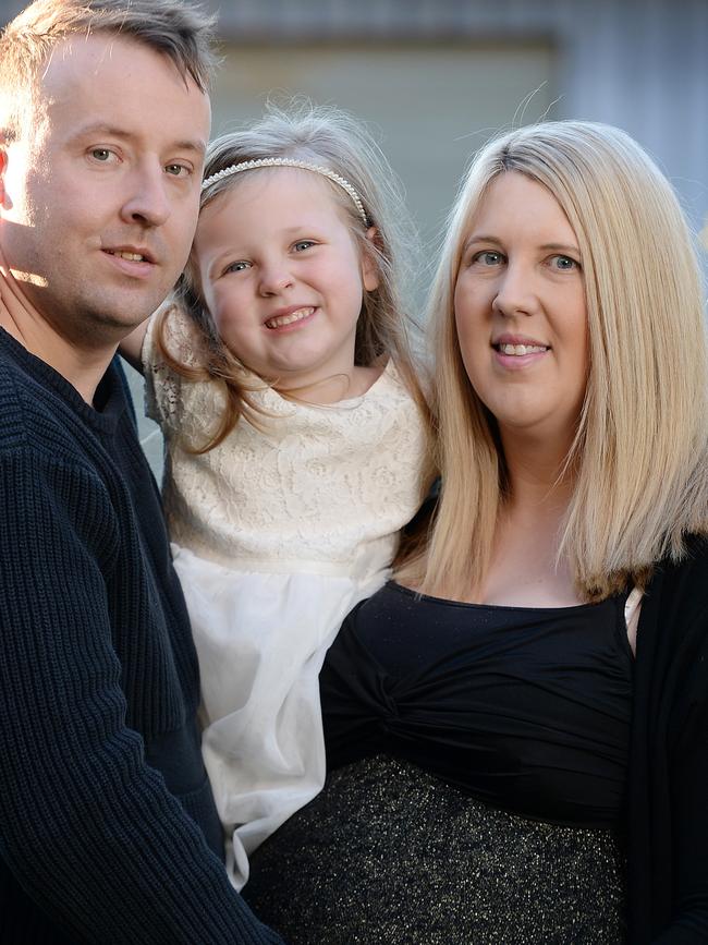 Greg and Catherine Hughes with daughter Olivia. Picture: Daniel Wilkins