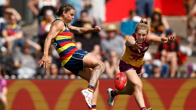 Anne Hatchard had 24 disposals against the Lions, but it wasn’t enough for the Crows. Picture: Michael Willson/AFL Photos