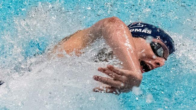 Transgender swimmer Lia Thomas in action. Australia has refused to follow a World Triathlon policy which will allow trans triathletes to compete in women’s races.