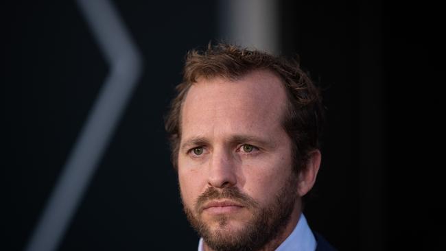 CEO of the Rugby League Players Association (RLPA) Clint Newton speaking to the media after a press conference was given announcing the suspension of the NRL at Rugby League Central in Sydney, Monday, March 23, 2020. (AAP Image/James Gourley) NO ARCHIVING