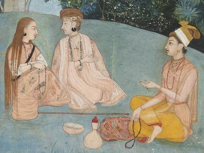 A woman visiting two Nath yoginis, North India, Mughal, about 1750. ©The Trustees of the British Museum