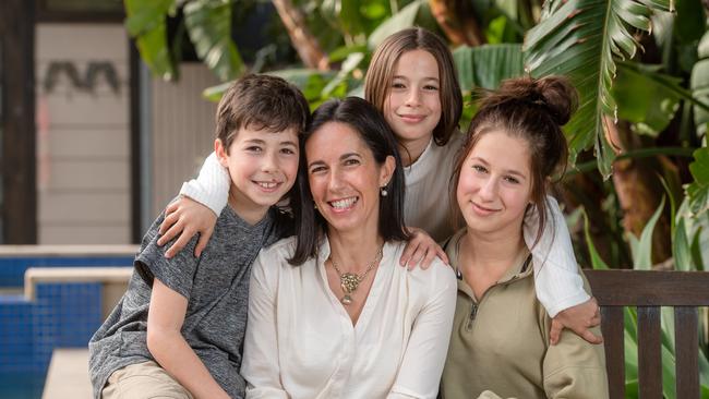 Noelia Panayiotidis with 10-year-old twins Annika and Jayden, and Isabella, 15. Picture: Jason Edwards