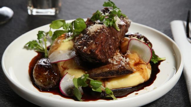 Jose Silva’s beef short rib with potato and horseradish and red wine sauce (at Bibo wine bar). Picture: Richard Dobson