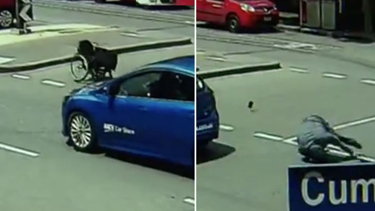 A Melbourne driver is on the run after a horrific hit-and-run with a man in a wheelchair.