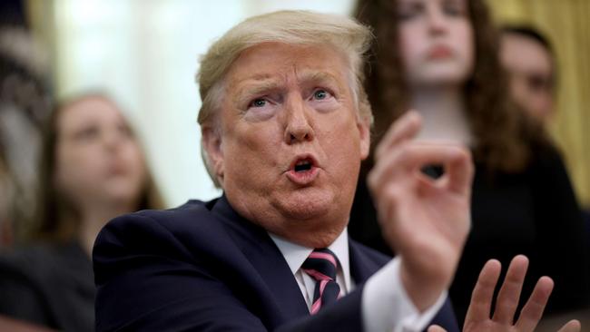 Mr Trump speaks during an event in the Oval Office in Washington, DC, in January 16, 2020. Picture: Getty Images/AFP