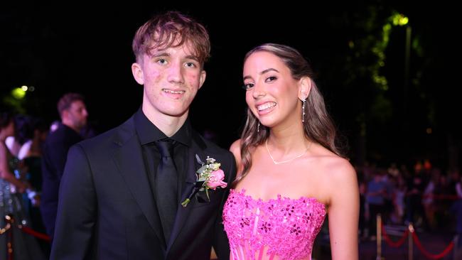 Eve Delosh and Euan Forbes at the Emmanuel College class of 2025 formal at HOTA for Gold Coast at Large. Picture, Portia Large.