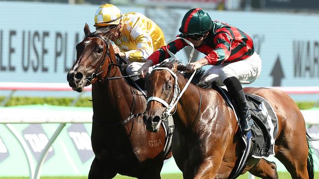 SYDNEY, AUSTRALIA - MARCH 01: James McDonald riding Lady Shenandoah win Race 7 The Chase Surround Stakes during Sydney Racing at Royal Randwick Racecourse on March 01, 2025 in Sydney, Australia. (Photo by Jeremy Ng/Getty Images)