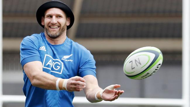 New Zealand’s Kieran Read takes part in a training session in Kashiwa, near Tokyo.