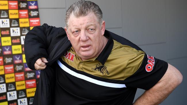 Penrith Panthers Executive General Manager Phil Gould departs following a press conference in Sydney on Monday, September 4, 2017. Matt Moylan has been given personal leave by the Panthers and will not play in the club's elimination final against Manly on Saturday, September 9. (AAP Image/Paul Miller) NO ARCHIVING