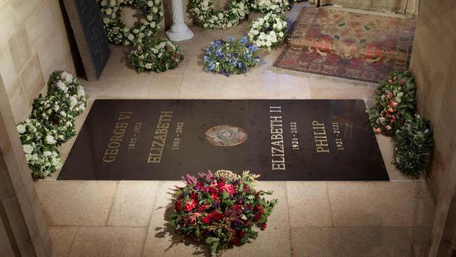 The freshly laid ledger stone at Windsor Castle. Picture: Buckingham Palace via AFP