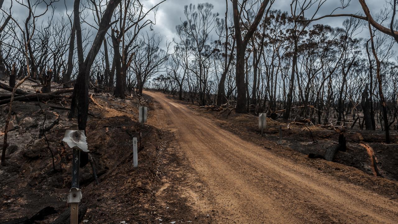 Nirbeeja Saraswati and Peter Hammond’s burnt property in Karatta. Picture: Sean McGowan