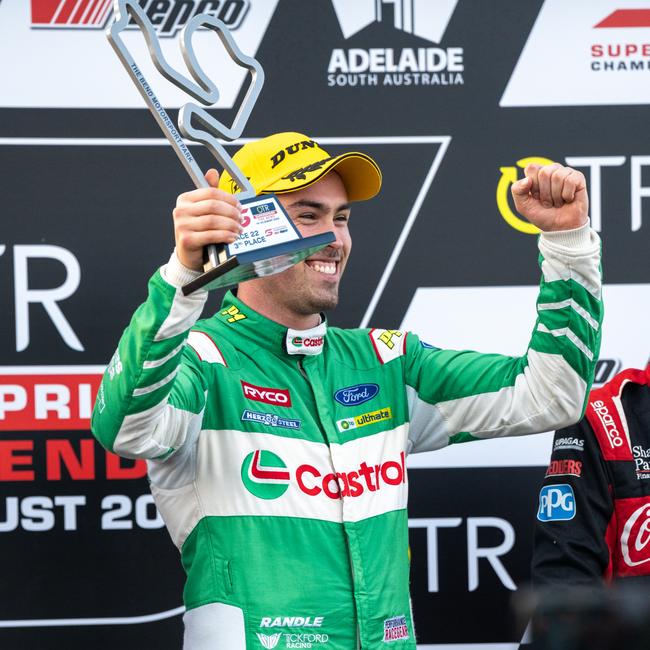 Thomas Randle scored three consecutive podiums for Tickford Racing at the last round at Tailem Bend. Picture: Daniel Kalisz/Getty Images