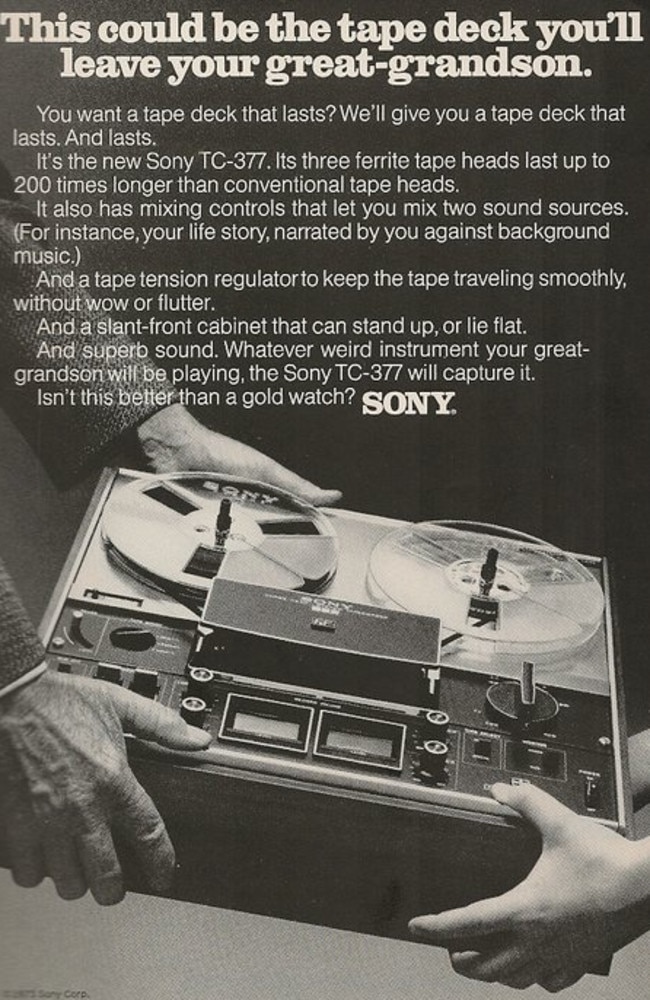 Probably not the tape deck you’ll be leaving your great-grandson. Picture: OldSchoolAds