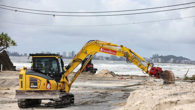 The clean up after Alfred at Currumbin on the Gold Coast. Picture: Adam Head