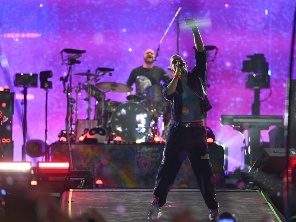 Coldplay perform on stage at the Glastonbury Festival. Picture: Getty Images