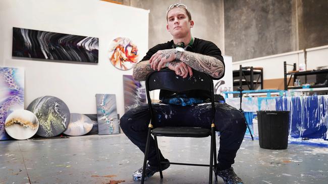 Dayne Beams in his Bayswater art workshop in Melbourne. Picture: AAP Images