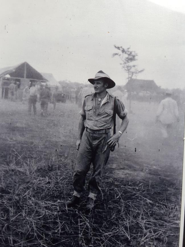 “My dad, Lance Corporal Francis (Frank) George Howe who served in New Guinea (Milne Bay, Buna, Gona, Lae and Poppondetta) firstly as a carpenter then with Ambulance Corps and Artillery. He served from 8/8/1940 until 16/10/1945 and was attached to 10 Aust. AAD at discharge. He told us how the soldiers appreciated trading canned food with the New Guinea natives for fresh food like kumara.” Picture: Supplied by Merrin Van Dartel