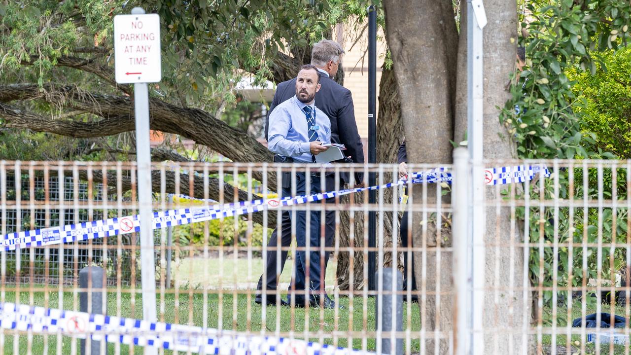 Investigators at the scene on Monday afternoon. Picture: Thomas Lisson