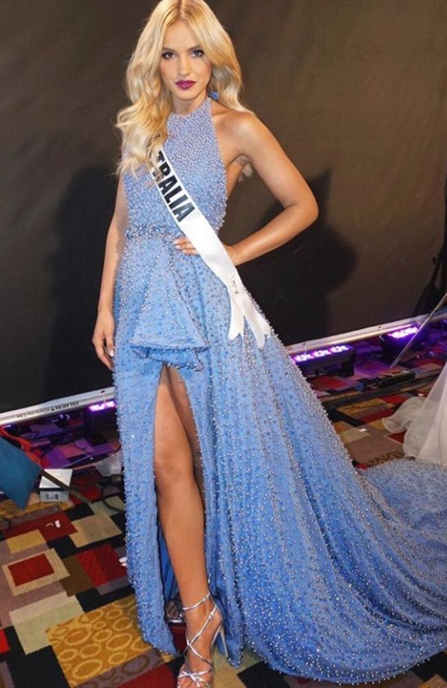 Rogers, pictured in Las Vegas at the Miss Universe International final, made talking about mental health her purpose. Picture: Instagram