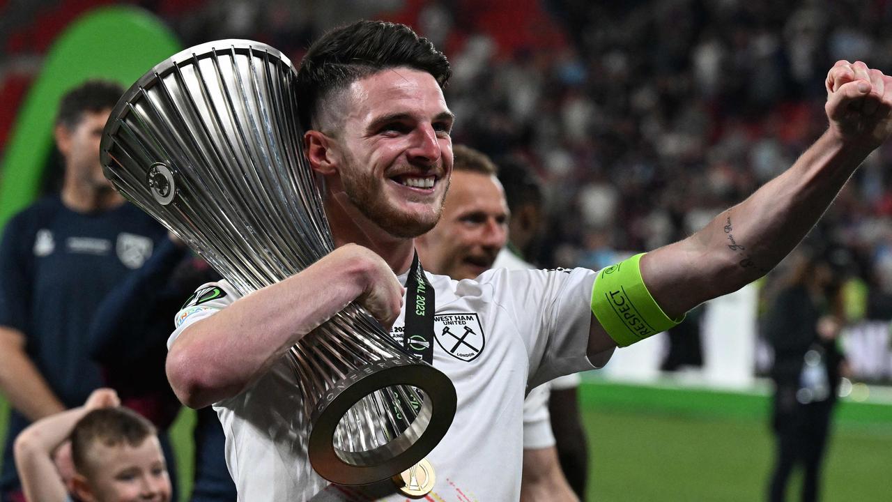 Declan Rice appears to have played his last game for West Ham United. (Photo by Michal CIZEK / AFP)