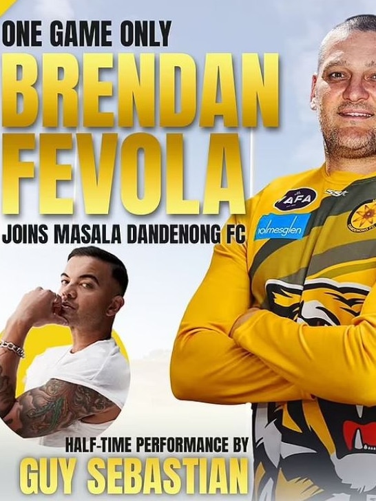 Brendan Fevola will play footy this weekend for VAFA Division 5 Thirds club Masala. Image: Facebook