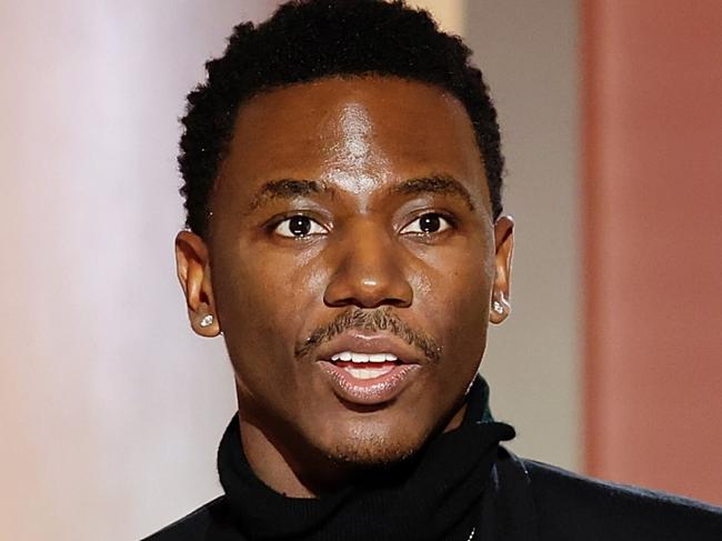 BEVERLY HILLS, CALIFORNIA - JANUARY 10:  In this handout photo provided by NBCUniversal Media, LLC, Host Jerrod Carmichael  speaks onstage during the 80th Annual Golden Globe Awards at The Beverly Hilton on January 10, 2023 in Beverly Hills, California. (Photo by Rich Polk/NBC via Getty Images)