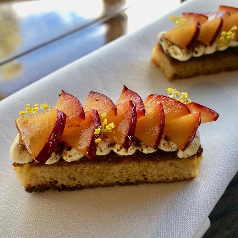 Plum, brioche, sour cream at Hentley Farm restaurant, Barossa Valley