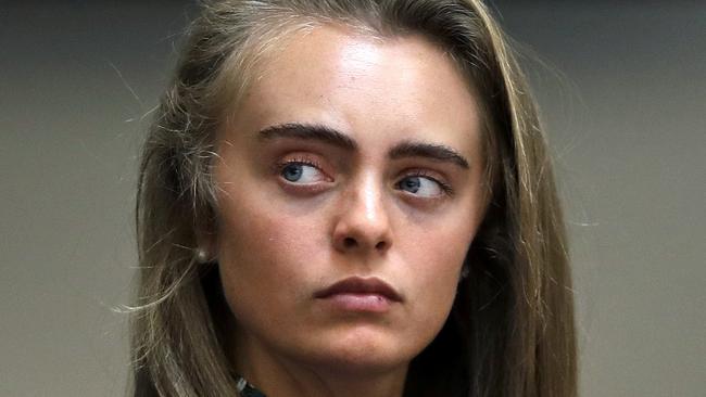 Defendant Michelle Carter appears before the Taunton District Court, charged with involuntary manslaughter for encouraging Conrad Roy III to kill himself in July 2014. Picture: Charles Krupa/AP