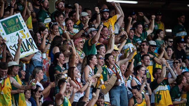 PINT fans in the 2023-24 NTFL Women's Grand Final between PINT and St Mary's. Picture: Pema Tamang Pakhrin