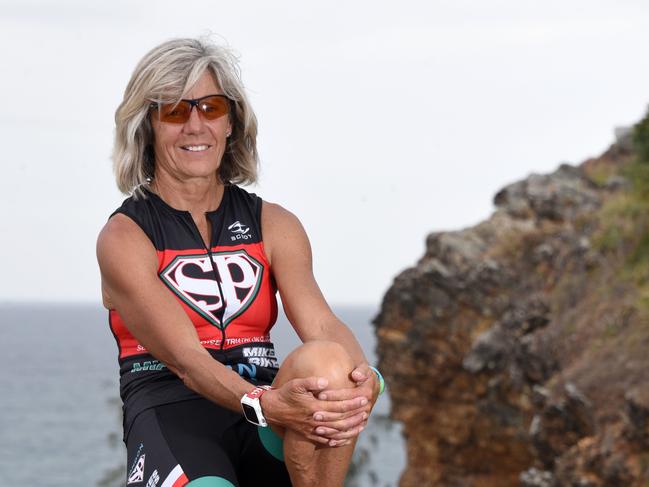 Jenny Alcorn, a 57 year old  triathlete who recently won world 55-59 female in Hawaii pictured at Miami. Photo: Steve Holland