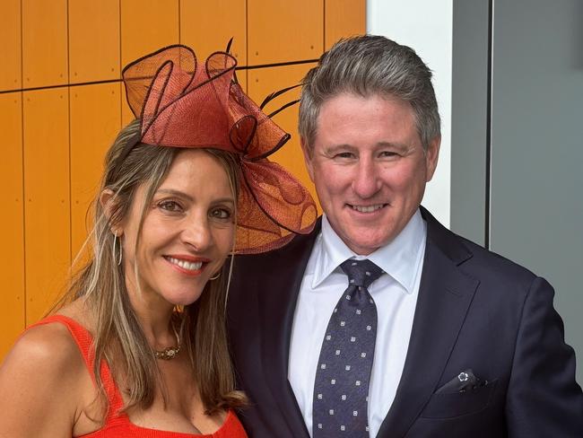 Former Nine boss Mike Sneesby with wife Ursula at Royal Randwick Racecourse for The Big Dance.,