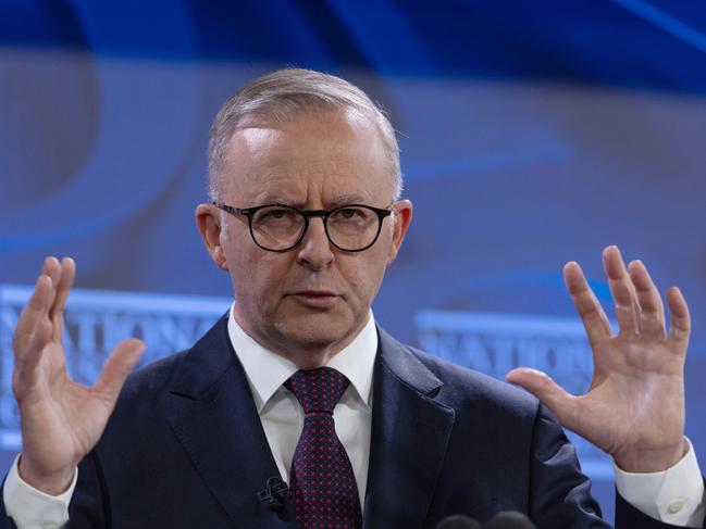 CANBERRA, AUSTRALIA - NewsWire Photos FEBRUARY 22, 2023: Prime Minister of Australia Anthony Albanese made his first address of the year to the National Press Club of Australia, in Canberra.Picture: NCA NewsWire / Gary Ramage