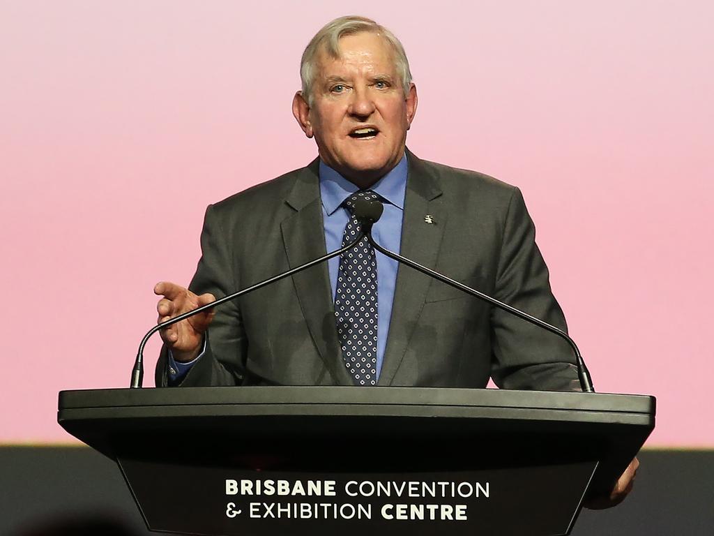Queensland Resources Council's Chief Executive Ian Macfarlane gives his address to an 800-strong crowd at Brisbane Convention & Exhibition Centre. Picture: Zak Simmonds