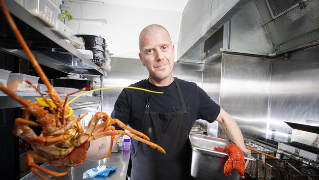 Whaler Chef Daniel Toone tells us how to prepare a crayfish. Picture: RICHARD JUPE