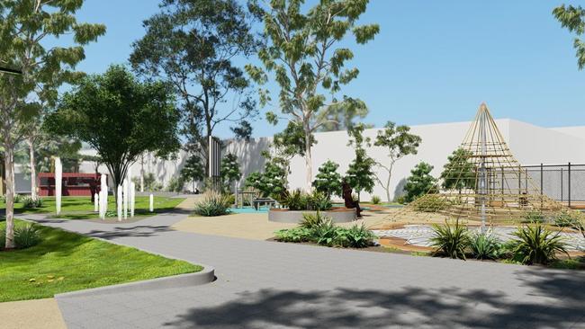 A new community space in the Alice Springs CBD, unveiled when the council released a 50 per cent design of the new look town centre. Picture: Alice Springs Town Council