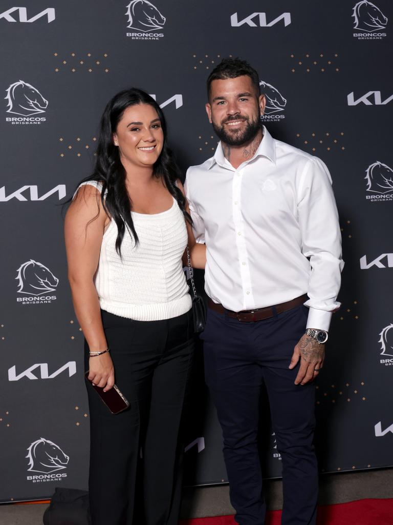 Adam Reynolds and Tallara Simon-Phillips at the Brisbane Broncos 2024 season launch. Picture: Steve Pohlner