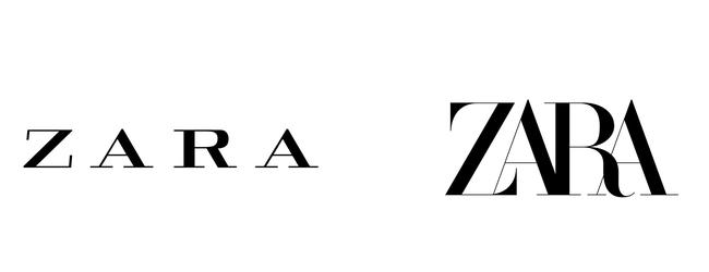 Old and new Zara logos. 