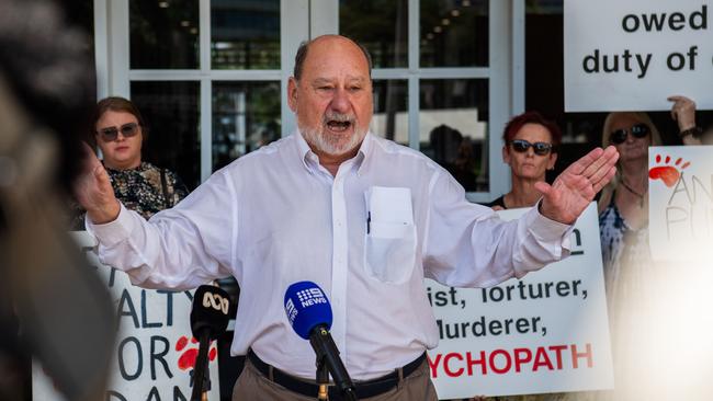 Former Animal Justice Party member of the NSW upper house Mark Pearson speaks outside the Supreme Court on Thursday. Picture: Pema Tamang Pakhrin