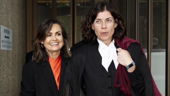 Lisa Wilkinson pictured with her lawyer Sue Chrysanthou leaving Federal Court, Sydney.