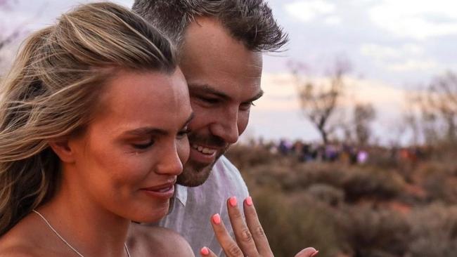 Abbey Holmes and Keegan Brooksby got engaged at Uluru in 2020, where they have now married. Picture: Supplied