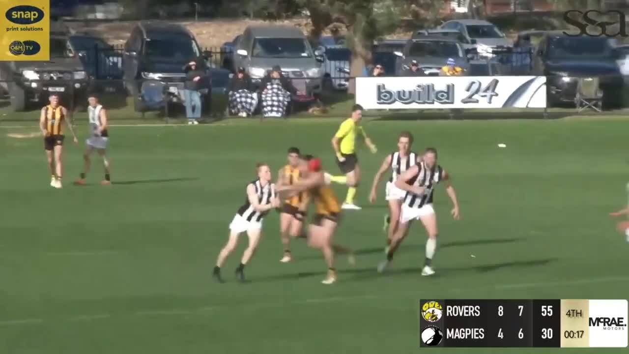 Wangaratta Rovers coach Sam Murray bumps Hunter Gottschling