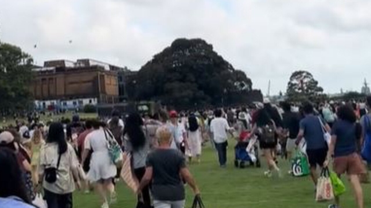 Hundreds can be seen running into the site. Picture: TikTok/ Hazel Fenlon