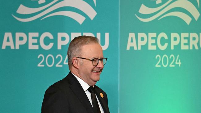 Anthony Albanese arrives at the APEC Economic Leaders’ Meeting in Lima on November 16. Picture: AFP