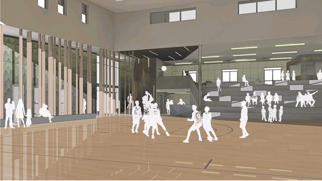 The facility would have new basketball courts.