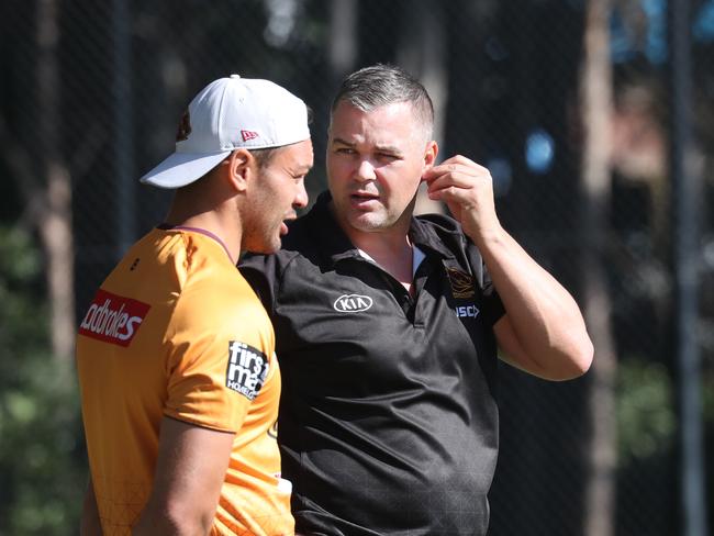 Anthony Seibold Broncos training at Red Hill. Pic Annette Dew