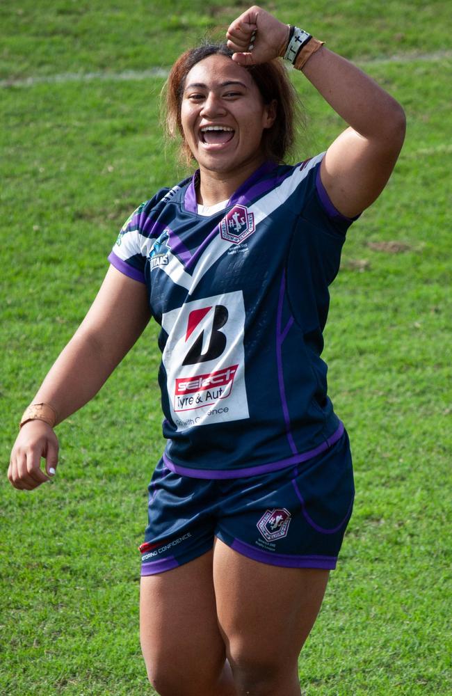 Shalom Sauaso in action for Ipswich State High in the Queensland Schoolgirls Cup finals. Picture: Milahn Situa